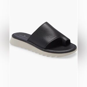 Caslon Farley Toe Loop Sandal Black Leather 8.5 Comfort Slide